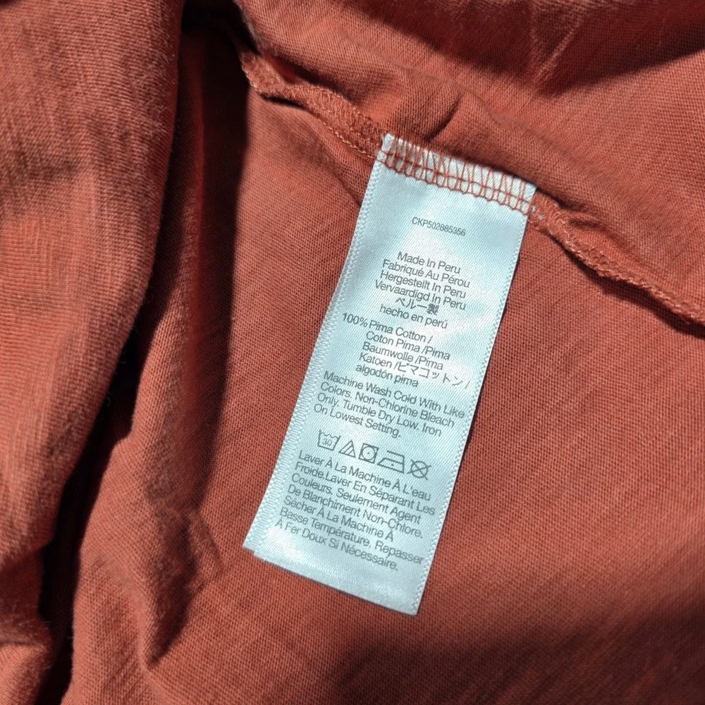 Madewell Women Medium Faded Brick Long Sleeve Smocked Cuff‎ Puff Shoulder Top